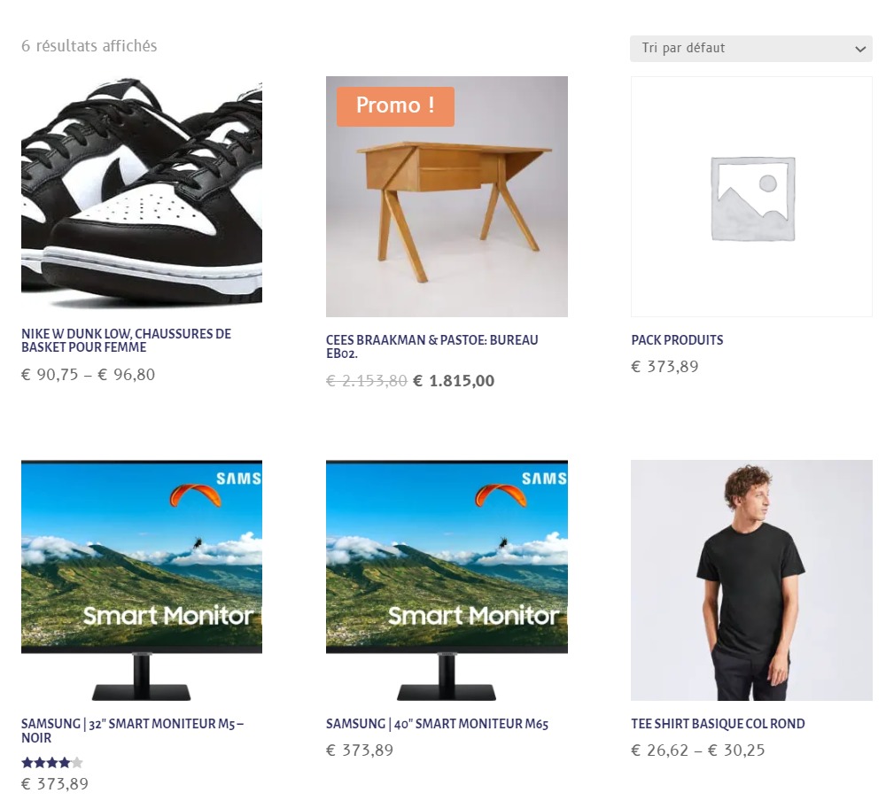 Liste de produits Woo