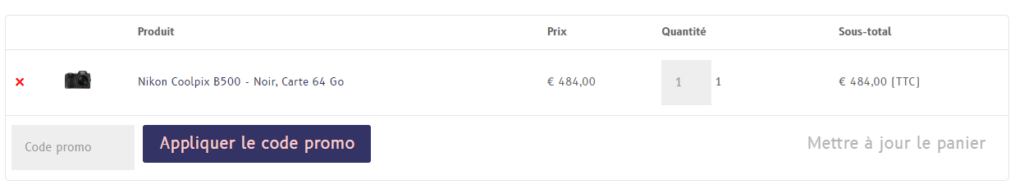 Produits Woo Cart