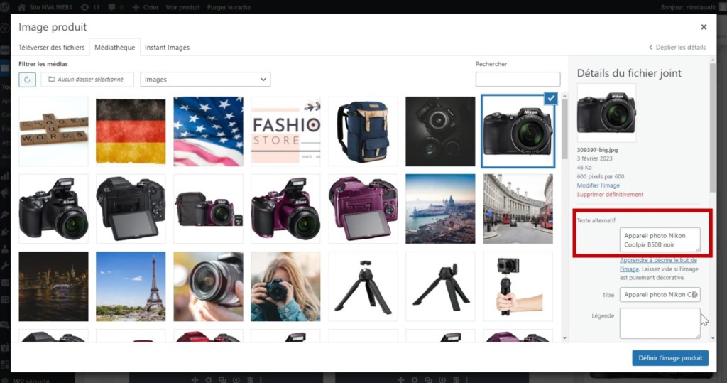 Gestion balise ALT WordPress